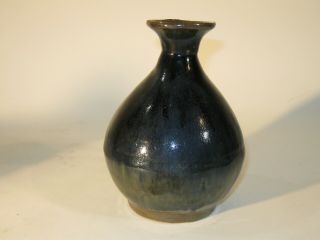 Antique Arts And Crafts Pottery Vase In Dark Green And Brown Glaze Form Uns