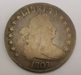 1807 Draped Bust Half Dollar Heraldic Eagle Solid Problem Good / Very Good