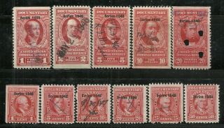 U.  S.  Revenue Documentary Stamps Issues Of 1946 - 11 Different Stamps