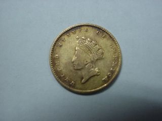 Rare 1854 Type 2 Us One Dollar $1.  00 Gold Coin Piece Liberty Princess Vf Details