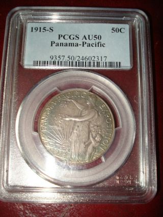 Rare Toned 1915 S Panama - Pacific Exposition Half Dollar Piece Pcgs Au - 50 Graded
