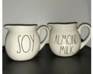 Rae Dunn Magenta Ll Soy And Almond Milk Cream Pour Pitcher Creamer Duo Set -