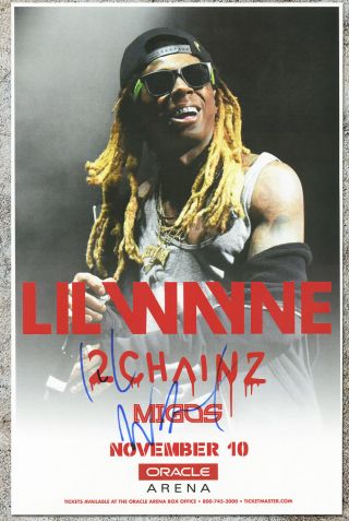 Lil Wayne Autographed Gig Poster Mirror,  Scared Of The Dark,  Forever