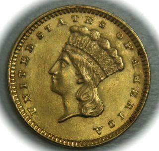 1857 Indian Princess Head Type 3 Gold Dollar $1 -