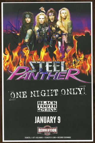 Steel Panther Autographed Gig Poster Michael Starr,  Lexxi Foxx,  Satchel