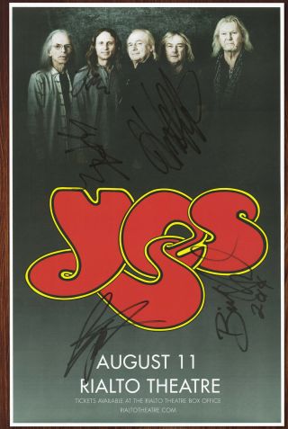 Yes Autographed Concert Poster Steve Howe,  Alan White,  Geoff Downes