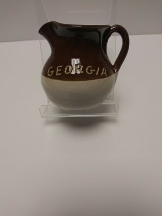 Vintage Miniature W.  J.  Gordy Pottery Pitcher Souvenir Of Georgia Rare