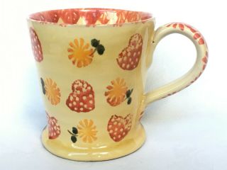 Vintage Italica Ars - Hand - Painted Art Pottery - Large Mug - Strawberries - Italy