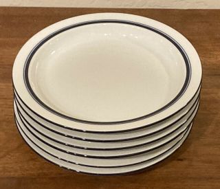 Set Of 6 Dansk Bistro Chrisianshaven Blue Salad Plates Portugal 7.  25” Euc