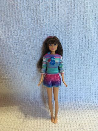 Skipper Barbie Doll 2010 Mattel Brunette Pink Streaks Hair 10.  5 " Tall -