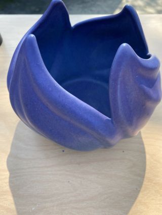Signed Van Briggle Lotus Pottery Matte Blue Or Purple Bowl/planter