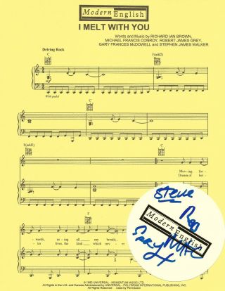 Modern English Real Hand Signed I Melt With You Sheet Music 3 Autographed