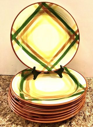 Vintage Set Of 8 Vernonware Vernon Kilns Metlox Homespun 9.  5” Dinner Plates