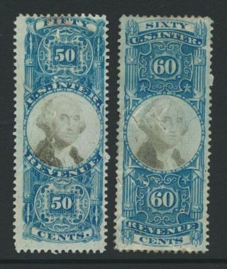 1871 Us Documentary - Second Issue 50c,  60c Sc R115 - R116 And Cat $81.  40