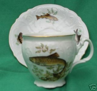 Wildlife Fish Trout Bernadotte Fine China Tea Cup & Saucer Czech Republic