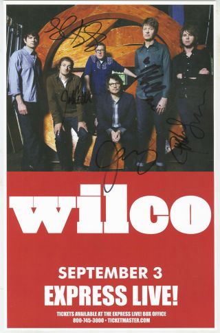 Wilco Autographed Concert Poster 2014 Jeff Tweedy,  John Stirratt,  Glenn Kotche