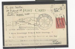 Us 1929 Byrd First Antarctic Expedition Postcard W/ Zealand Reservoir