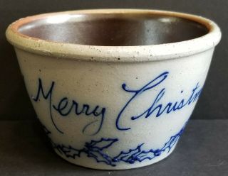 Salmon Falls Dover Nh.  1991 Vintage Stoneware Merry Christmas Ivy 3 " Crock Vase