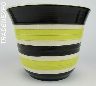 Vintage 60s - 70s Es Keramik Planter Pot Black Yellow W.  German Pottery Fat Lava