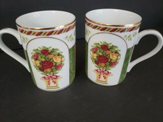 Royal Albert Old Country Roses Floral Bouquet Set Of 2 Tea Cups Gold Rim