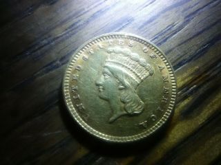 1857 U.  S.  Indian Princess Head $1 One Dollar Gold Coin.