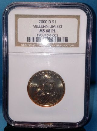 2000 - D $1 Millennium Set Sacagawea Ngc Ms 68 Pl