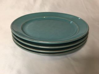 Set Of 4 Pottery Barn Cambria Turquoise Blue Salad Plates