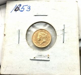 1853 1$ Gold Dollar Liberty Head Pre Civl War Us Key Date Rare Coin G$1 Invest
