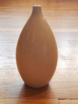 Vintage/Retro Studio Pottery Bud Vase Weed Pot Yellow - Beige Egg Shaped 3