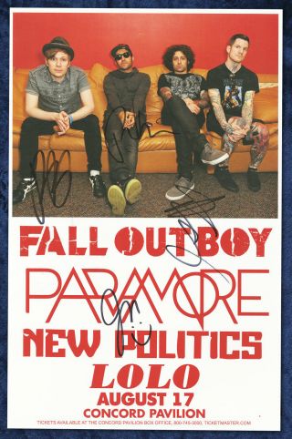 Fall Out Boy Autographed Concert Poster 2014 Patrick Stump,  Joe Trohman