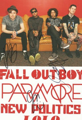 Fall Out Boy autographed concert poster 2014 Patrick Stump,  Joe Trohman 2