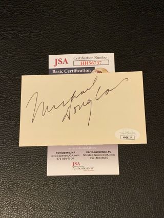 Legendary Actor Michael Douglas Signed 3x5 Index Card Autographed Jsa
