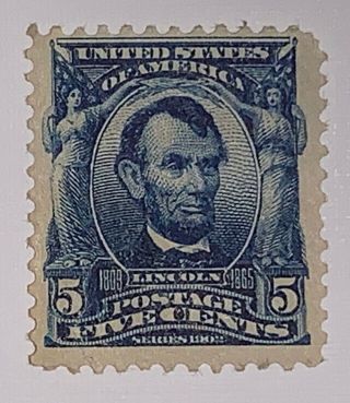 Travelstamps: 1902 - 03 Us Stamps Scott 304 Og 5 Cent Lincoln
