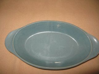 Vintage Bybee Pottery Oval Green Baking Casserole Dish