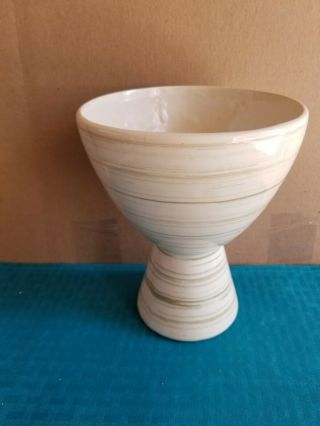 Vtg Nelson Mccoy Usa " Harmony Vase " 7 1/4 " Pottery Vase Green Stripes C.  1961