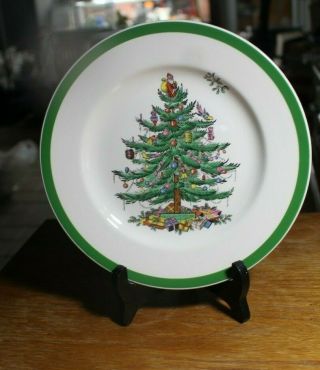 4 Spode Christmas Tree Salad Plates England 7 3/4 " Dinnerware