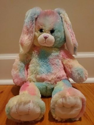 Build A Bear Rainbow Pastel Bunny Rabbit 16 " Easter Plush Doll Toy