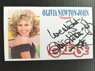 " Grease " Olivia Newton - John " Sandy " Autographed 3x5 Index Card