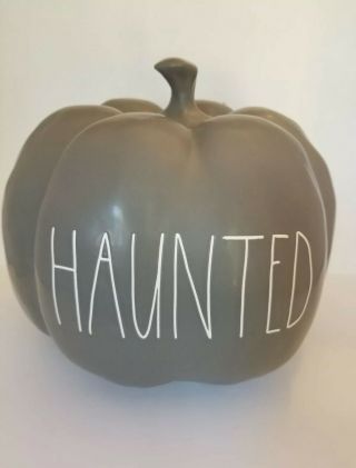 Rae Dunn Large Halloween Gray “haunted” Pumpkin In 2020 Grey 11 " Rare Htf