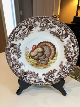 One Spode Woodland Thanksgiving Turkey Dinner Plate 10 3/4 " W/tags