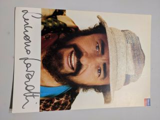Luciano Pavarotti Signed Color Autograph Photo Silver Pen 8.  5 X 12