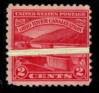 1929 Us 681 - 2c Ohio River Canalization Efo Pre - Printing Paper Fold Nh