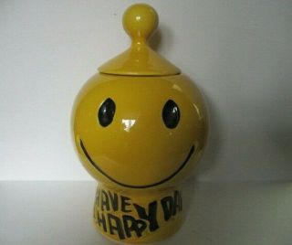 Vintage Mccoy Have A Happy Day Smiley Face Cookie Jar