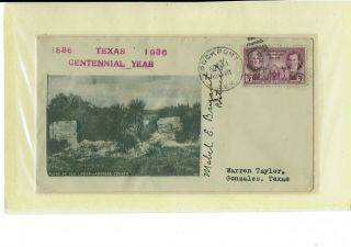 776 Rockport Texas Centennial 11/11/1936 " Old Lamar Ruins " To Gonzales Cover