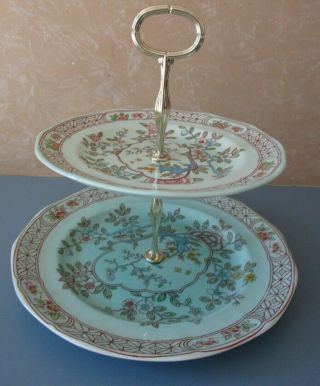 Adams Singapore Bird Plate Serving Platter 2 Tier / Use With One Plate Or 2