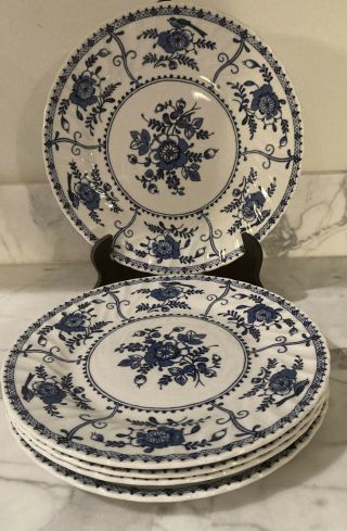 “indies Blue” Johnson Brothers Dinner Plates 9 3/4 " Set Of 5 Plates
