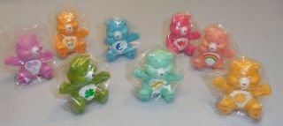 Party Toys & More Set Of 8 Plastic Care Bear Figures 1.  5 " Tall