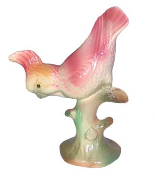 Vintage Mcm 1950’s William Maddux Pink Cockatoo Bird Figurine California Pottery