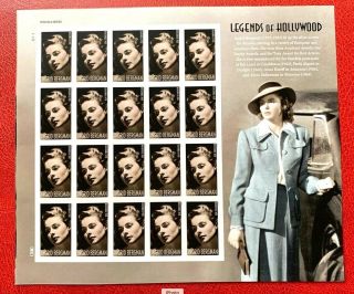 Us Stamps Sc 5012a Forever Ingrid Bergman Imperforate Pane Of 20 Cv:$35