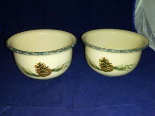 2 - Home & Garden Party NORTHWOODS (Pinecone) Soup/Cereal Bowls COND. 3